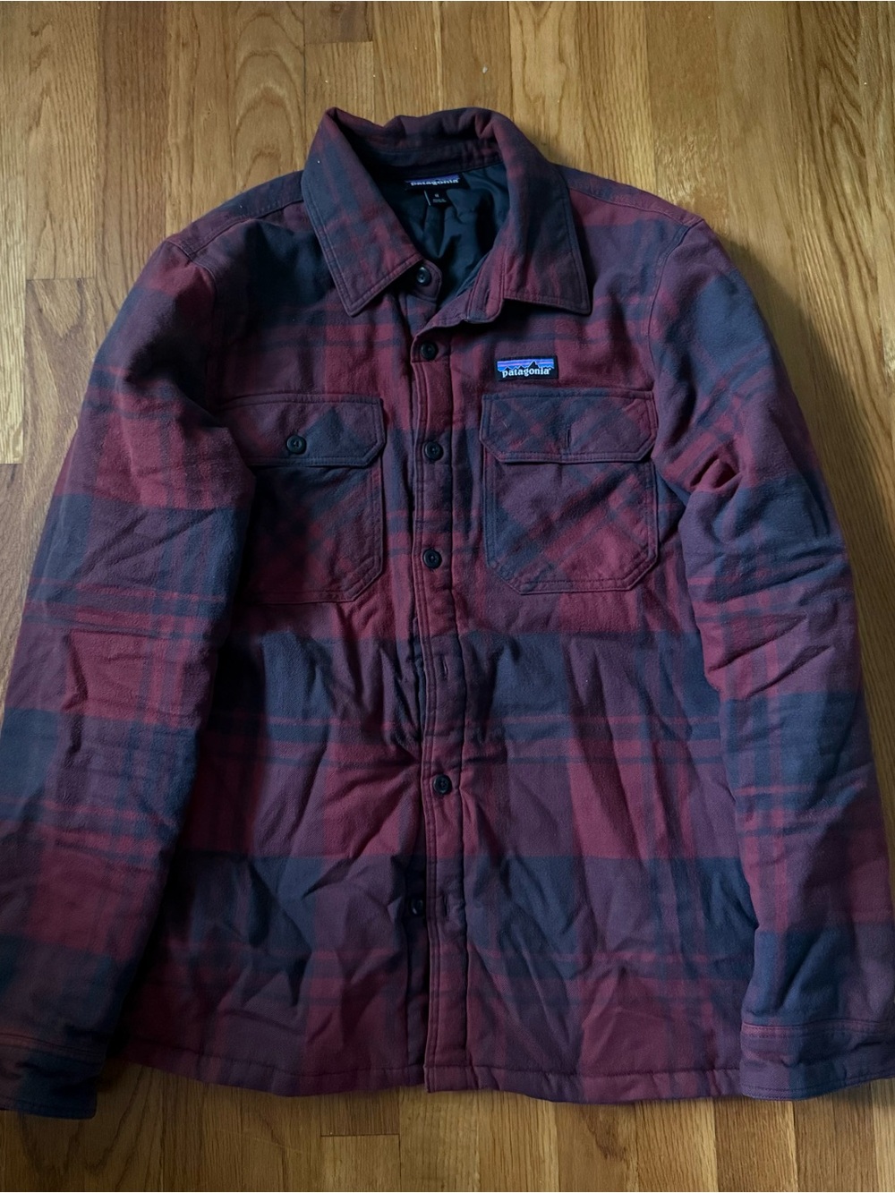 Patagonia Fjord Flannel Insulated Shirt Jacket Men’s Medium Red Black